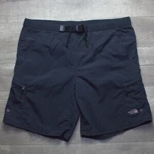 Vintage North Face Swim Trunks Mens Medium Nylon Black Belted Lined Board Shorts